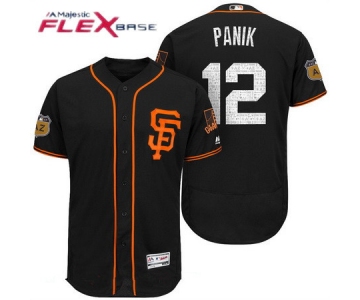 Men's San Francisco Giants #12 Joe Panik Black 2017 Spring Training Stitched MLB Majestic Flex Base Jersey