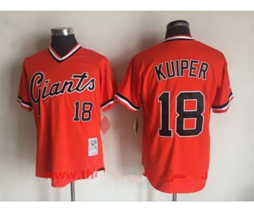 Men's San Francisco Giants #18 Duane Kuiper Orange Pullover Throwback Cooperstown Collection Stitched MLB Mitchell & Ness Jersey