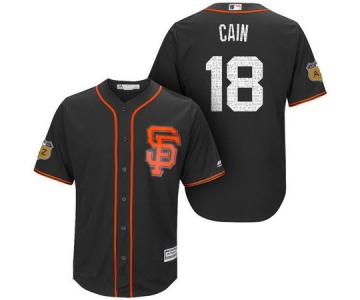 Men's San Francisco Giants #18 Matt Cain Black 2017 Spring Training Stitched MLB Majestic Cool Base Jersey