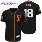 Men's San Francisco Giants #18 Matt Cain Black 2017 Spring Training Stitched MLB Majestic Flex Base Jersey