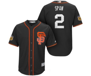 Men's San Francisco Giants #2 Denard Span Black 2017 Spring Training Stitched MLB Majestic Cool Base Jersey