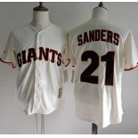 Men's San Francisco Giants #21 Deion Sanders 1995 Cream Throwback VINTAGE Baseball Jersey