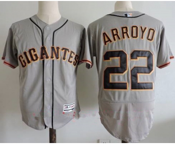 Men's San Francisco Giants #22 Christian Arroyo Gray Gigantes Stitched MLB Majestic Flex Base Jersey