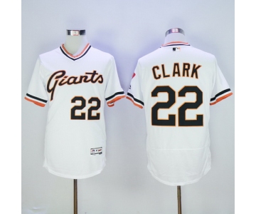 Men's San Francisco Giants #22 Will Clark Retired White Pullover 2016 Flexbase Majestic Baseball Jersey