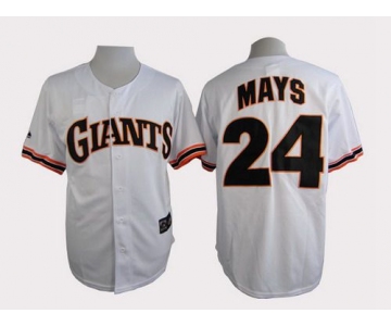 Men's San Francisco Giants #24 Willie Mays 1989 Turn Back The Clock White Throwback Jersey