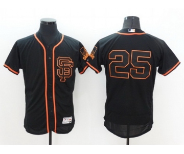 Men's San Francisco Giants #25 Barry Bonds Retired Black SF 2016 Flexbase Majestic Baseball Jersey-No Name