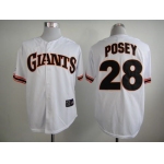 Men's San Francisco Giants #28 Buster Posey 1989 Turn Back The Clock White Throwback Jersey