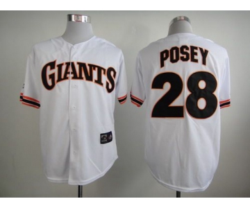 Men's San Francisco Giants #28 Buster Posey 1989 Turn Back The Clock White Throwback Jersey