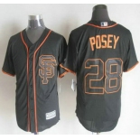 Men's San Francisco Giants #28 Buster Posey Alternate Black SF 2015 MLB Cool Base Jersey