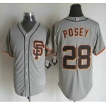 Men's San Francisco Giants #28 Buster Posey Alternate Gray SF 2015 MLB Cool Base Jersey