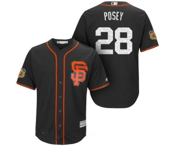 Men's San Francisco Giants #28 Buster Posey Black 2017 Spring Training Stitched MLB Majestic Cool Base Jersey