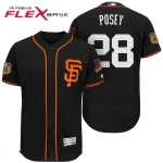 Men's San Francisco Giants #28 Buster Posey Black 2017 Spring Training Stitched MLB Majestic Flex Base Jersey