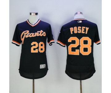 Men's San Francisco Giants #28 Buster Posey Black Pullover 2016 Flexbase Majestic Baseball Jersey