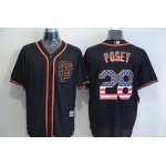 Men's San Francisco Giants #28 Buster Posey Black SF USA Flag Fashion MLB Baseball Jersey