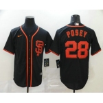 Men's San Francisco Giants #28 Buster Posey Black Stitched MLB Cool Base Nike Jersey