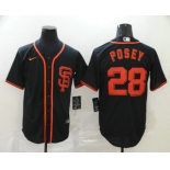 Men's San Francisco Giants #28 Buster Posey Black Stitched MLB Cool Base Nike Jersey