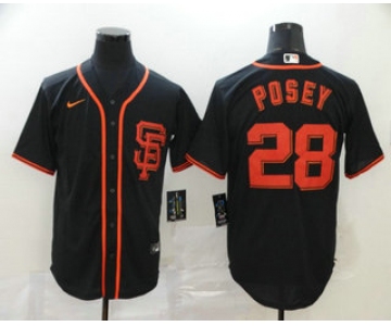 Men's San Francisco Giants #28 Buster Posey Black Stitched MLB Cool Base Nike Jersey