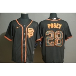 Men's San Francisco Giants #28 Buster Posey Black White Team Logo Stitched MLB Cool Base Nike Jersey