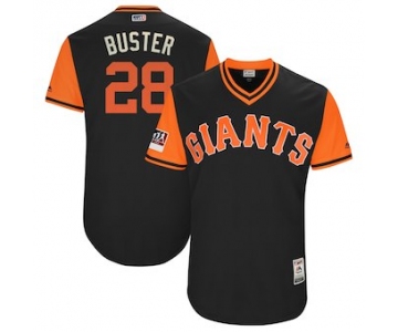 Men's San Francisco Giants 28 Buster Posey Buster Majestic Black 2018 Players' Weekend Authentic Jersey