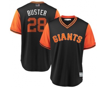 Men's San Francisco Giants 28 Buster Posey Buster Majestic Black 2018 Players' Weekend Cool Base Jersey