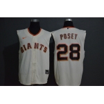 Men's San Francisco Giants #28 Buster Posey Cream 2020 Cool and Refreshing Sleeveless Fan Stitched MLB Nike Jersey