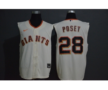 Men's San Francisco Giants #28 Buster Posey Cream 2020 Cool and Refreshing Sleeveless Fan Stitched MLB Nike Jersey