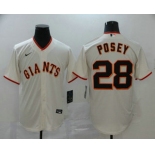 Men's San Francisco Giants #28 Buster Posey Cream Stitched MLB Cool Base Nike Jersey