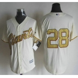 Men's San Francisco Giants #28 Buster Posey Cream With Gold Program 2015 MLB Cool Base Jersey