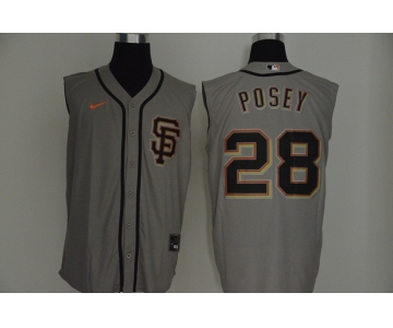 Men's San Francisco Giants #28 Buster Posey Gray 2020 Cool and Refreshing Sleeveless Fan Stitched MLB Nike Jersey