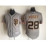 Men's San Francisco Giants #28 Buster Posey Gray SF 2016 Flexbase Majestic Baseball Jersey