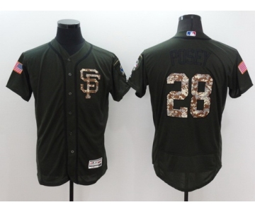 Men's San Francisco Giants #28 Buster Posey Green Salute to Service 2016 Flexbase Majestic Baseball Jersey