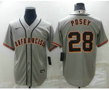 Men's San Francisco Giants #28 Buster Posey Grey Stitched MLB Cool Base Nike Jersey