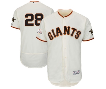 Men's San Francisco Giants #28 Buster Posey Majestic Cream 2017 MLB All-Star Game Worn Stitched MLB Flex Base Jersey