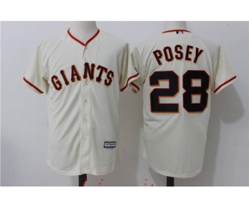 Men's San Francisco Giants #28 Buster Posey Name Cream Home Stitched MLB Majestic Cool Base Jersey