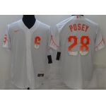 Men's San Francisco Giants #28 Buster Posey White 2021 City Connect Stitched MLB Cool Base Nike Jersey