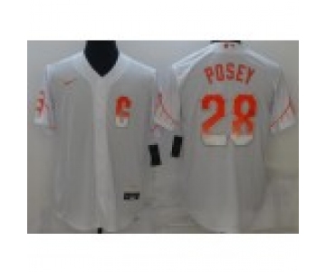 Men's San Francisco Giants #28 Buster Posey White 2021 City Connect Stitched MLB Flex Base Nike Jersey