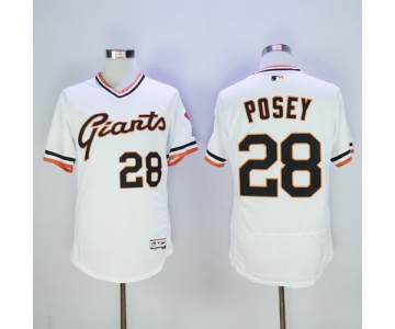 Men's San Francisco Giants #28 Buster Posey White Pullover 2016 Flexbase Majestic Baseball Jersey