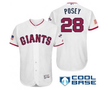 Men's San Francisco Giants #28 Buster Posey White Stars & Stripes Fashion Independence Day Stitched MLB Majestic Cool Base Jersey