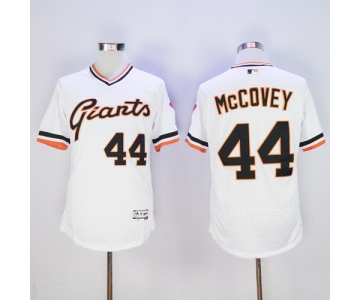 Men's San Francisco Giants #44 Willie McCovey Retired White Pullover 2016 Flexbase Majestic Baseball Jersey