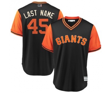 Men's San Francisco Giants 45 Derek Holland Last Name Majestic Black 2018 Players' Weekend Cool Base Jersey