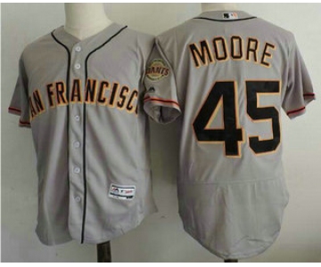 Men's San Francisco Giants #45 Matt Moore Gray Road Stitched MLB 2016 Majestic Flex Base Jersey