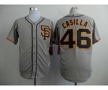 Men's San Francisco Giants #46 Santiago Casilla Gray SF Edition Jersey