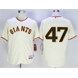 Men's San Francisco Giants #47 Johnny Cueto Cream Cool Base Jersey
