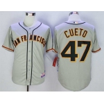 Men's San Francisco Giants #47 Johnny Cueto Grey Cool Base Jersey