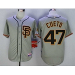 Men's San Francisco Giants #47 Johnny Cueto Grey Road 2 Cool Base Jersey