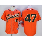 Men's San Francisco Giants #47 Johnny Cueto Orange Cool Base Jersey