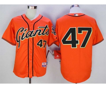 Men's San Francisco Giants #47 Johnny Cueto Orange Cool Base Jersey