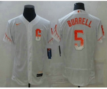 Men's San Francisco Giants #5 Pat Burrell White 2021 City Connect Stitched MLB Flex Base Nike Jersey