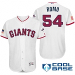 Men's San Francisco Giants #54 Sergio Romo White Stars & Stripes Fashion Independence Day Stitched MLB Majestic Cool Base Jersey