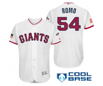 Men's San Francisco Giants #54 Sergio Romo White Stars & Stripes Fashion Independence Day Stitched MLB Majestic Cool Base Jersey